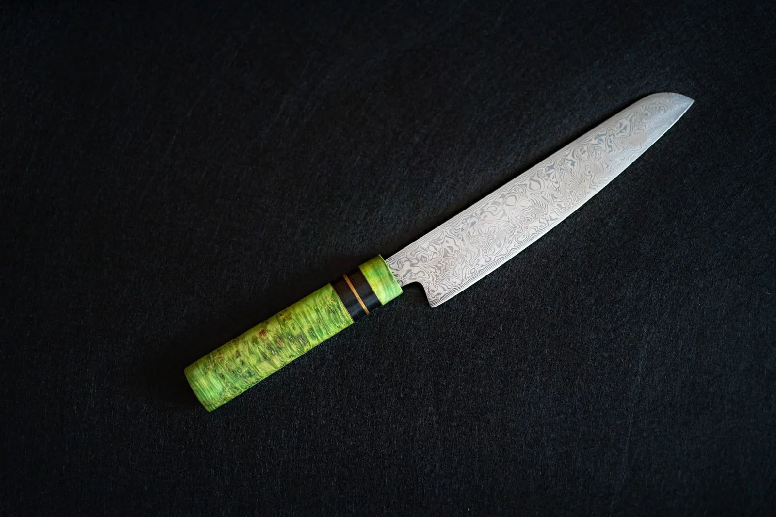 Kitchen knife — Damasc Stabilized wood & buffalo horn